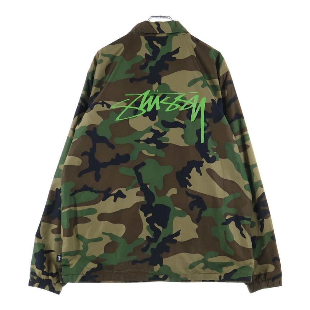 STUSSY(ステューシー) カモフラージュ ナイロン コーチ ジャケット カーキ