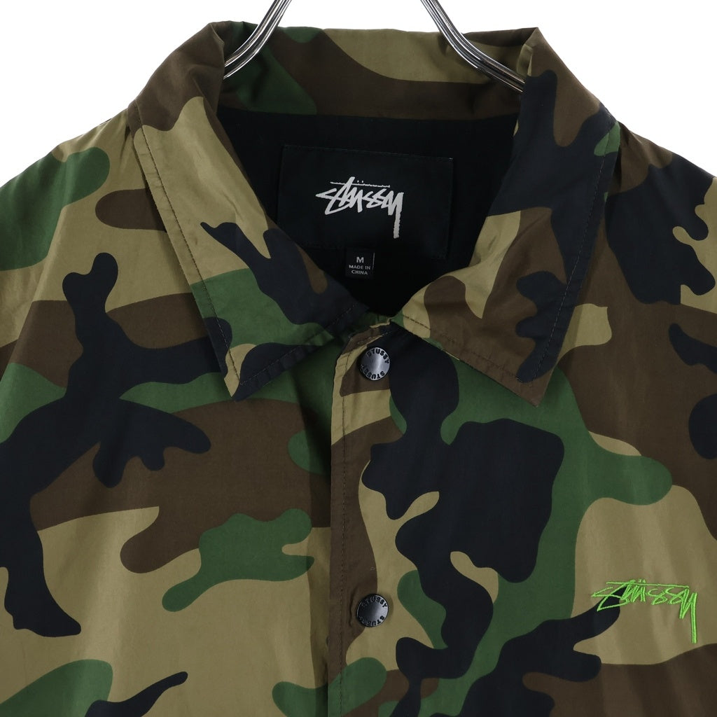 STUSSY(ステューシー) カモフラージュ ナイロン コーチ ジャケット カーキ