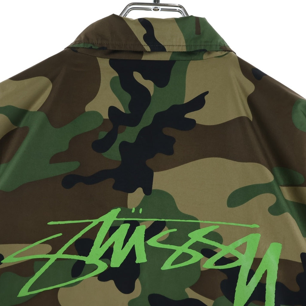 STUSSY(ステューシー) カモフラージュ ナイロン コーチ ジャケット カーキ