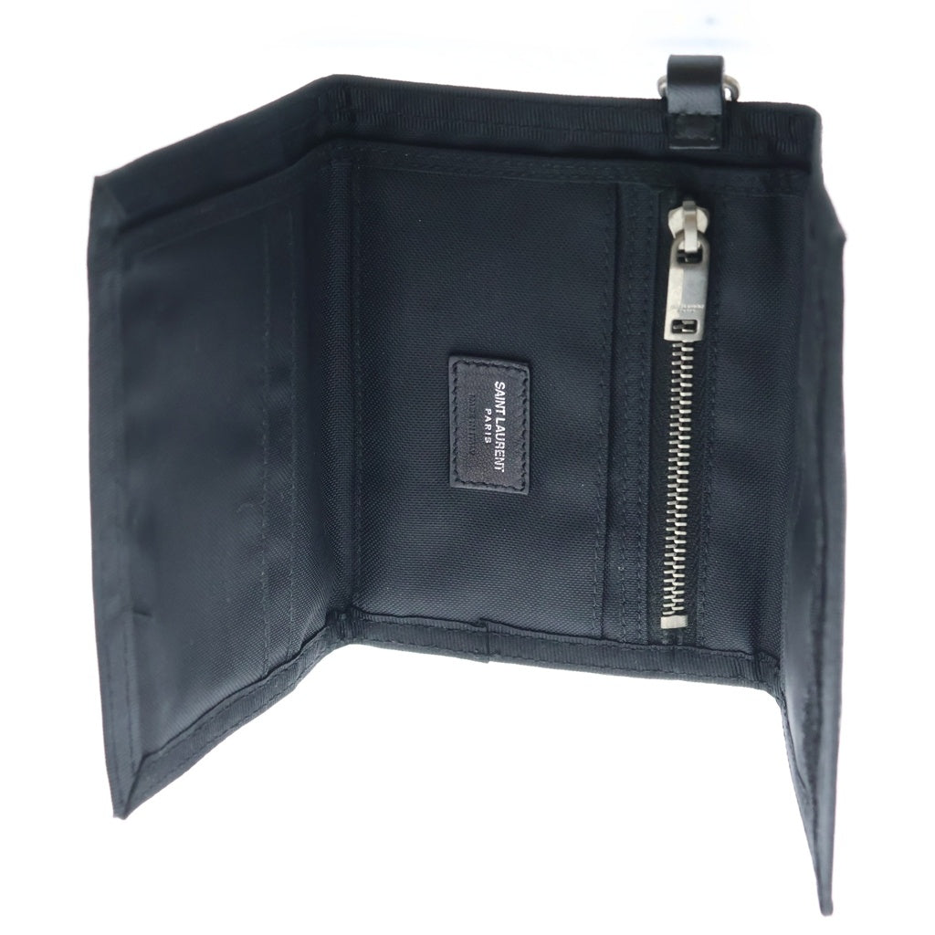SAINT LAURENT PARIS(サンローランパリ) ウォレットチェーン付き パームツリー 3つ折り財布 ブラック 586279・0419