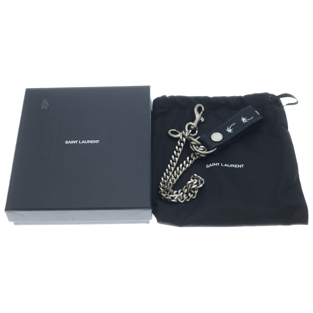 SAINT LAURENT PARIS(サンローランパリ) ウォレットチェーン付き パームツリー 3つ折り財布 ブラック 586279・0419
