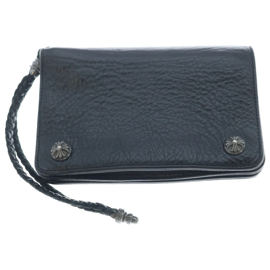 CHROME HEARTS(クロムハーツ) 2ZIP STRAP 2ジップストラップ クロスボールボタンレザーウォレット 財布 ブラック