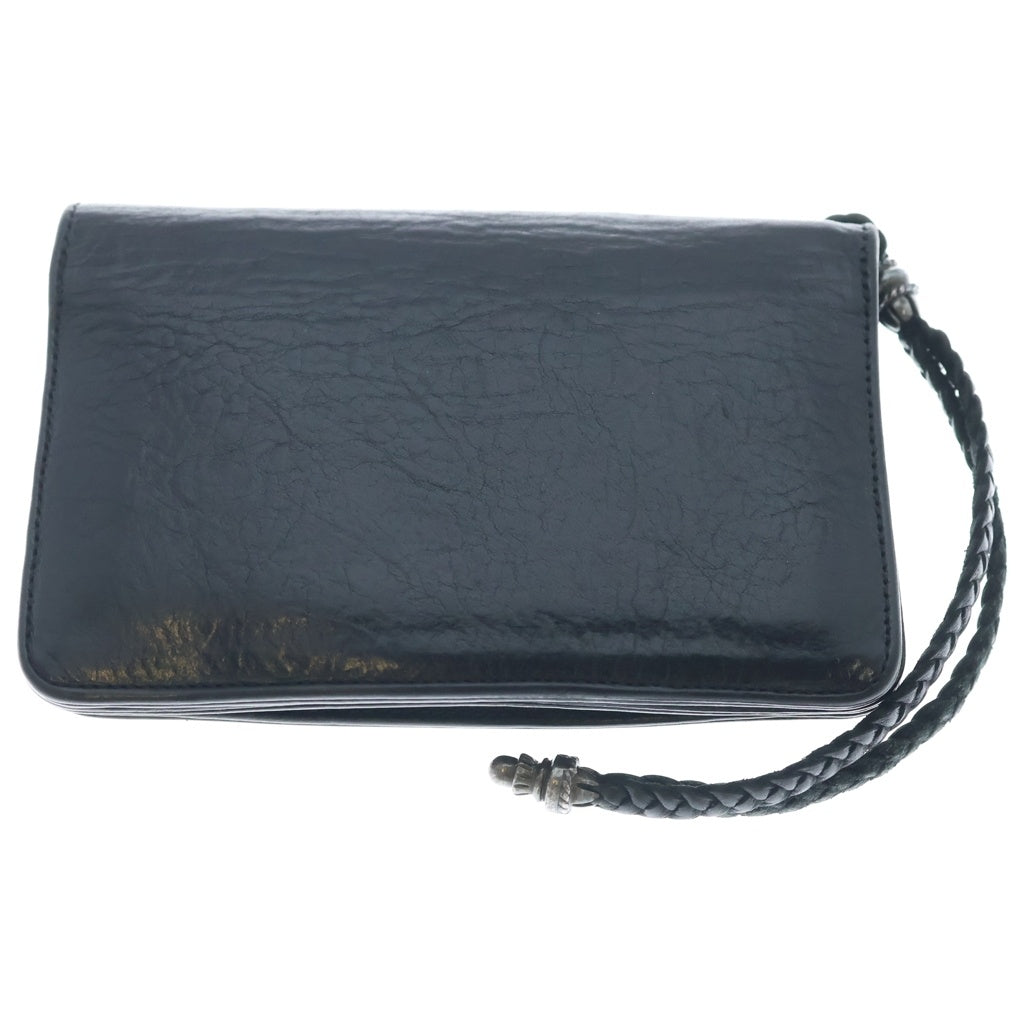 CHROME HEARTS(クロムハーツ) 2ZIP STRAP 2ジップストラップ クロスボールボタンレザーウォレット 財布 ブラック
