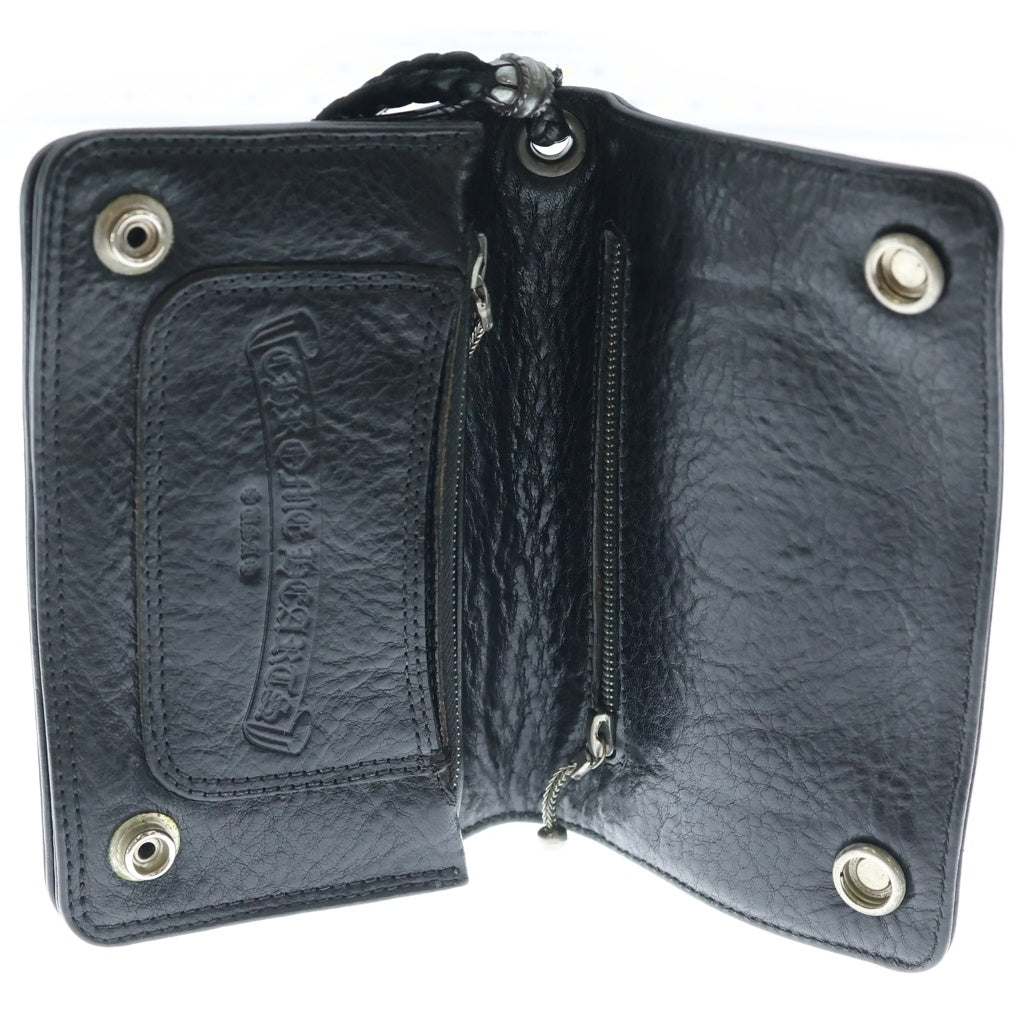 CHROME HEARTS(クロムハーツ) 2ZIP STRAP 2ジップストラップ クロスボールボタンレザーウォレット 財布 ブラック