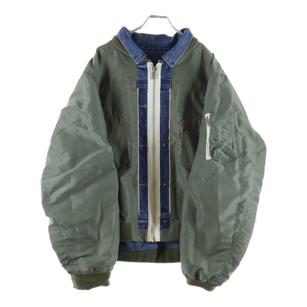 Sacai(サカイ) 25SS × Levi's Denim Nylon Twill Reversible Blouson リーバイス デニム ナイロン ツウィル リバーシブル ブルゾンジャケット インディゴ/カーキ 25-03707M