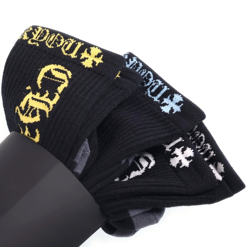 CHROME HEARTS(クロムハーツ) ダガー刺繍 ロゴ ソックス 3PK 3足セット ブラック