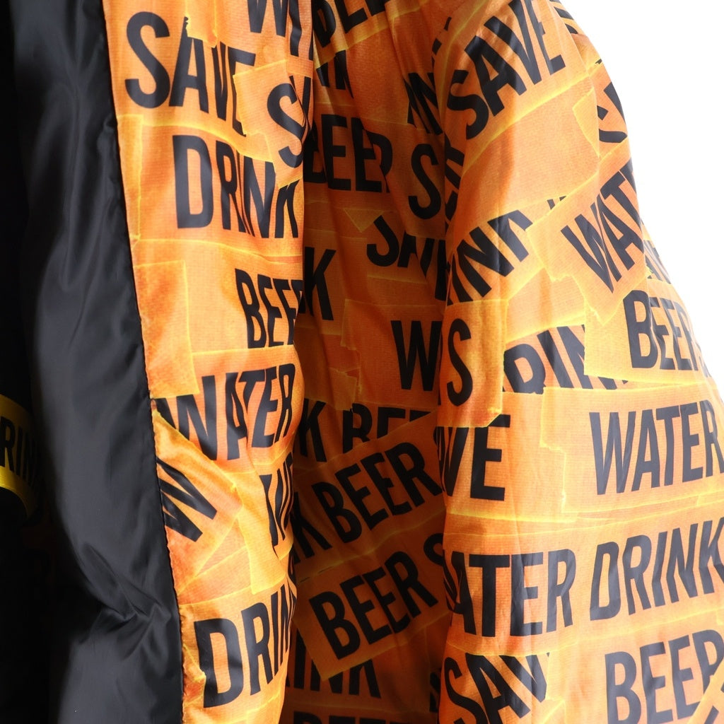 NO BRAND(ノーブランド) 【Drink Beer Save Water】 リバーシブル ダウンジャケット ブラック/オレンジ