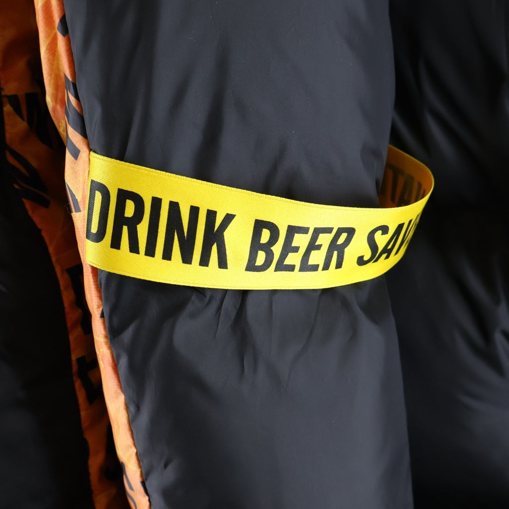 NO BRAND(ノーブランド) 【Drink Beer Save Water】 リバーシブル ダウンジャケット ブラック/オレンジ