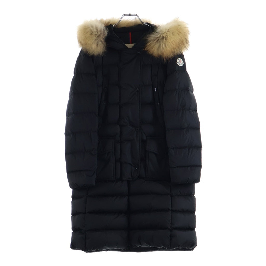 MONCLER(モンクレール) 17AW KHLOE クロエ ファーフーデッド ベルト付き ロングダウンコート ジャケット ブラック レディース C20934988425