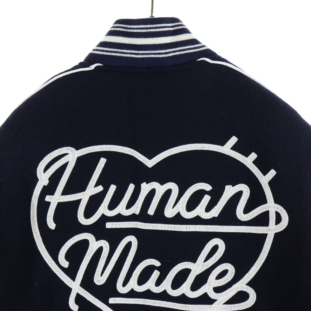 HUMAN MADE(ヒューマンメイド) Varsity Jacket バーシティージャケット アヒル 刺繍ウールスタジャン ネイビー/グレー HM22JK012
