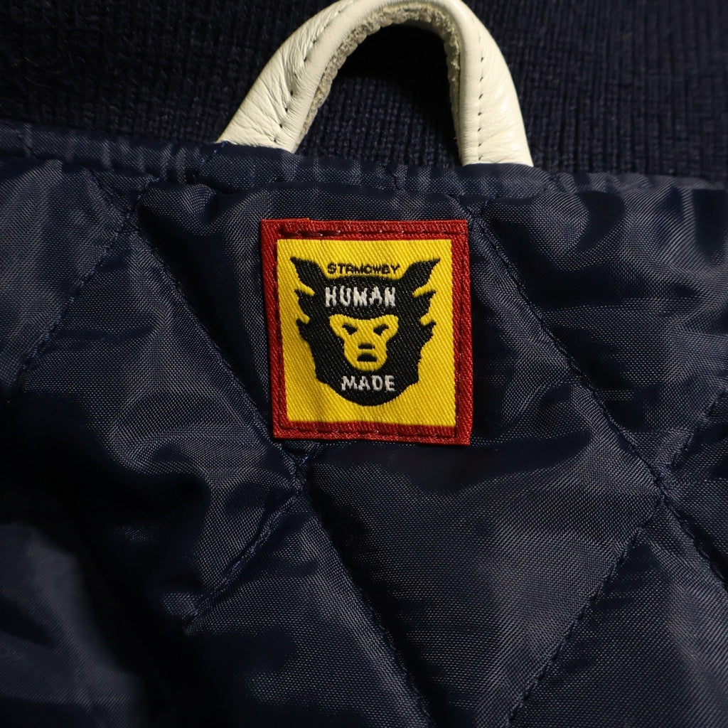 HUMAN MADE(ヒューマンメイド) Varsity Jacket バーシティージャケット アヒル 刺繍ウールスタジャン ネイビー/グレー HM22JK012