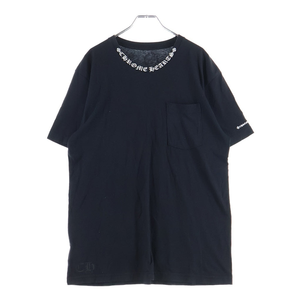 CHROME HEARTS(クロムハーツ) Neck Logo ネックロゴ クルーネック半袖Tシャツカットソー ブラック