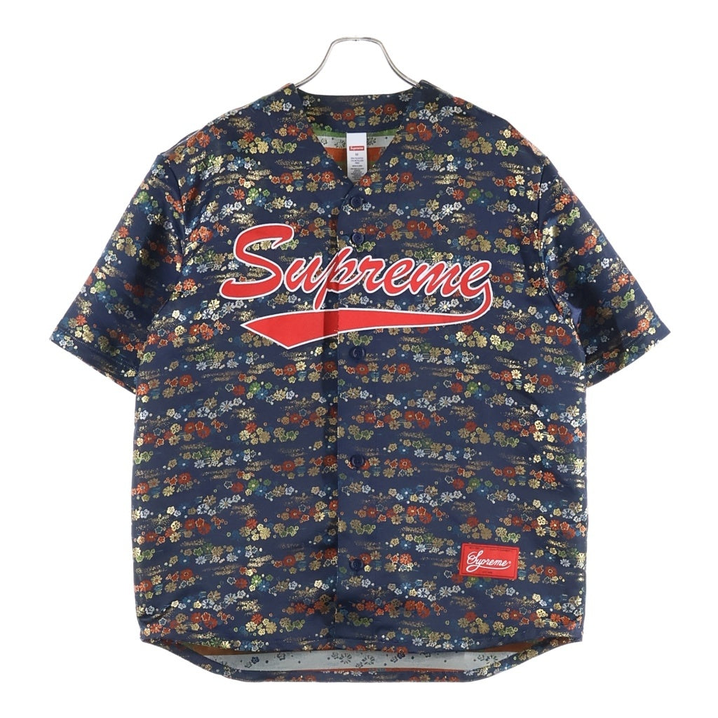 SUPREME(シュプリーム) 26SS Floral Jacquard Baseball Jersey フローラル ジャガード ベースボール シャツ ネイビー