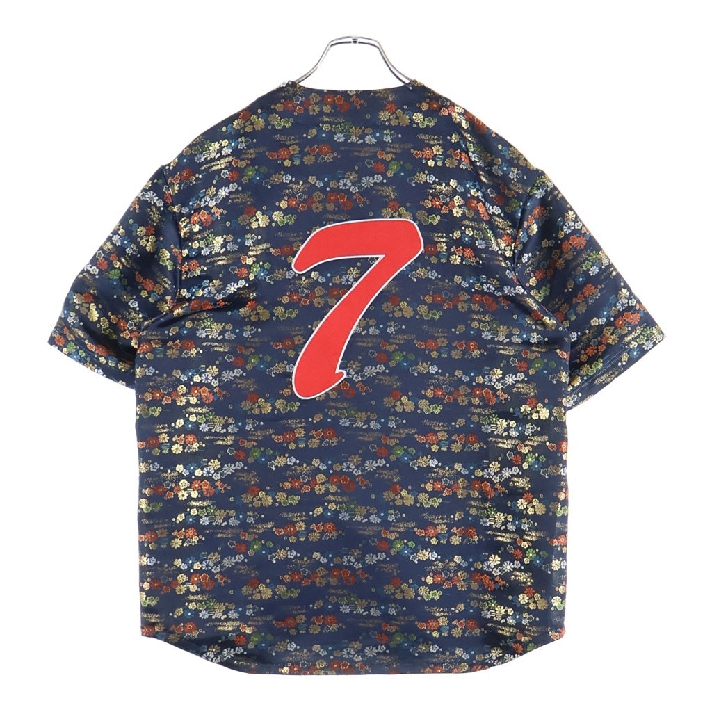 SUPREME(シュプリーム) 26SS Floral Jacquard Baseball Jersey フローラル ジャガード ベースボール シャツ ネイビー