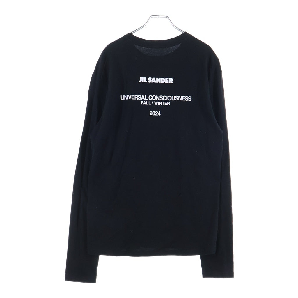 JIL SANDER(ジルサンダー) 24AW T-SHIRT LS バックロゴプリント クルーネック 長袖Tシャツ カットソー ブラック J22GC0188