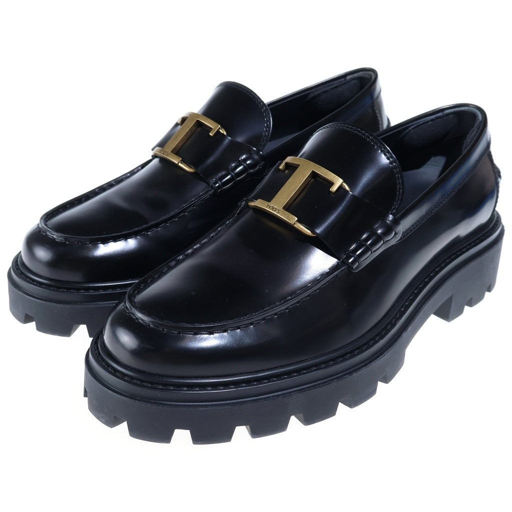 TOD'S(トッズ) Tタイムレス レザー ローファー シューズ ゴールド金具 ブラック XXM08J0ER60AKT