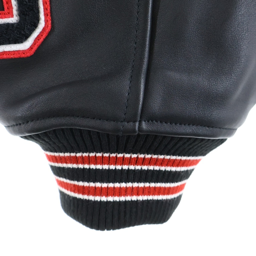 SUPREME(シュプリーム) 24AW ×HYSTERIC GLAMOUR Varsity Jacket ヒステリックグラマー 袖レザー/パッチロゴ ヴァーシティージャケット ブラック