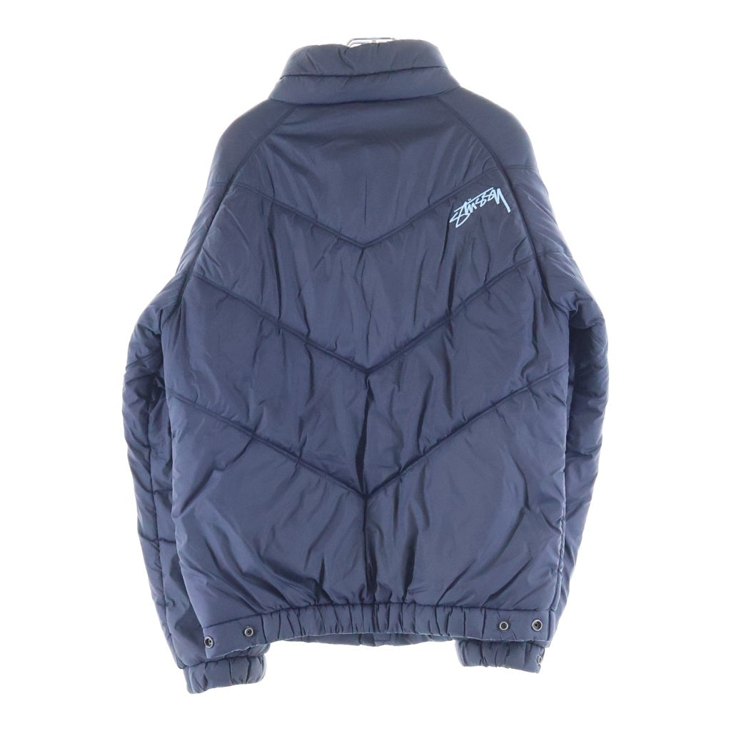 STUSSY(ステューシー) Old Shell Down Jackets オールド シェル Vステッチ ポリエステル ジップアップダウンジャケット ネイビー
