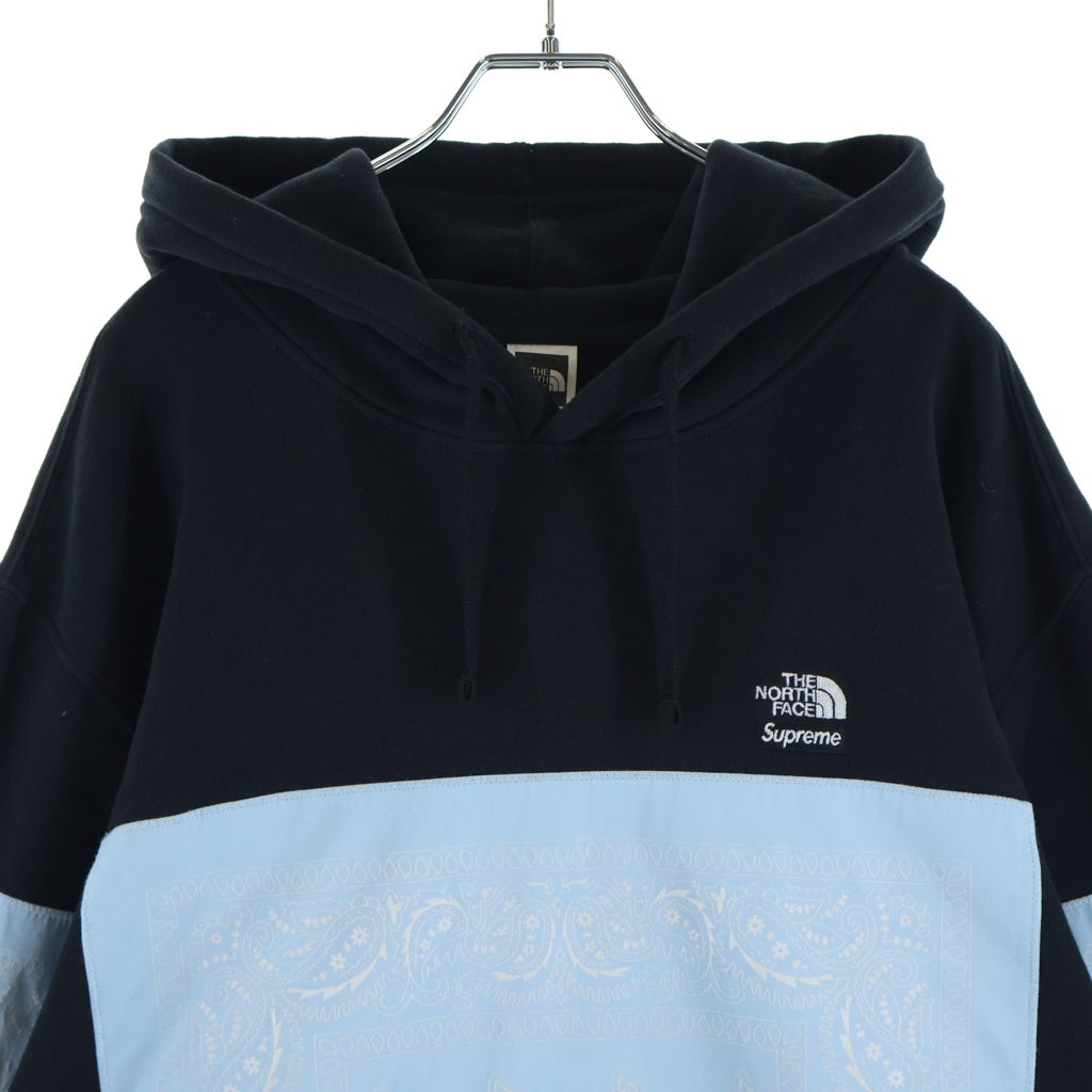 SUPREME(シュプリーム) 22SS ×THE NORTH FACE Bandana Hooded SweatShirt ×ノースフェイス バンダナフーディースウェットシャツ ブラック/ライトブルー パーカー NT022081