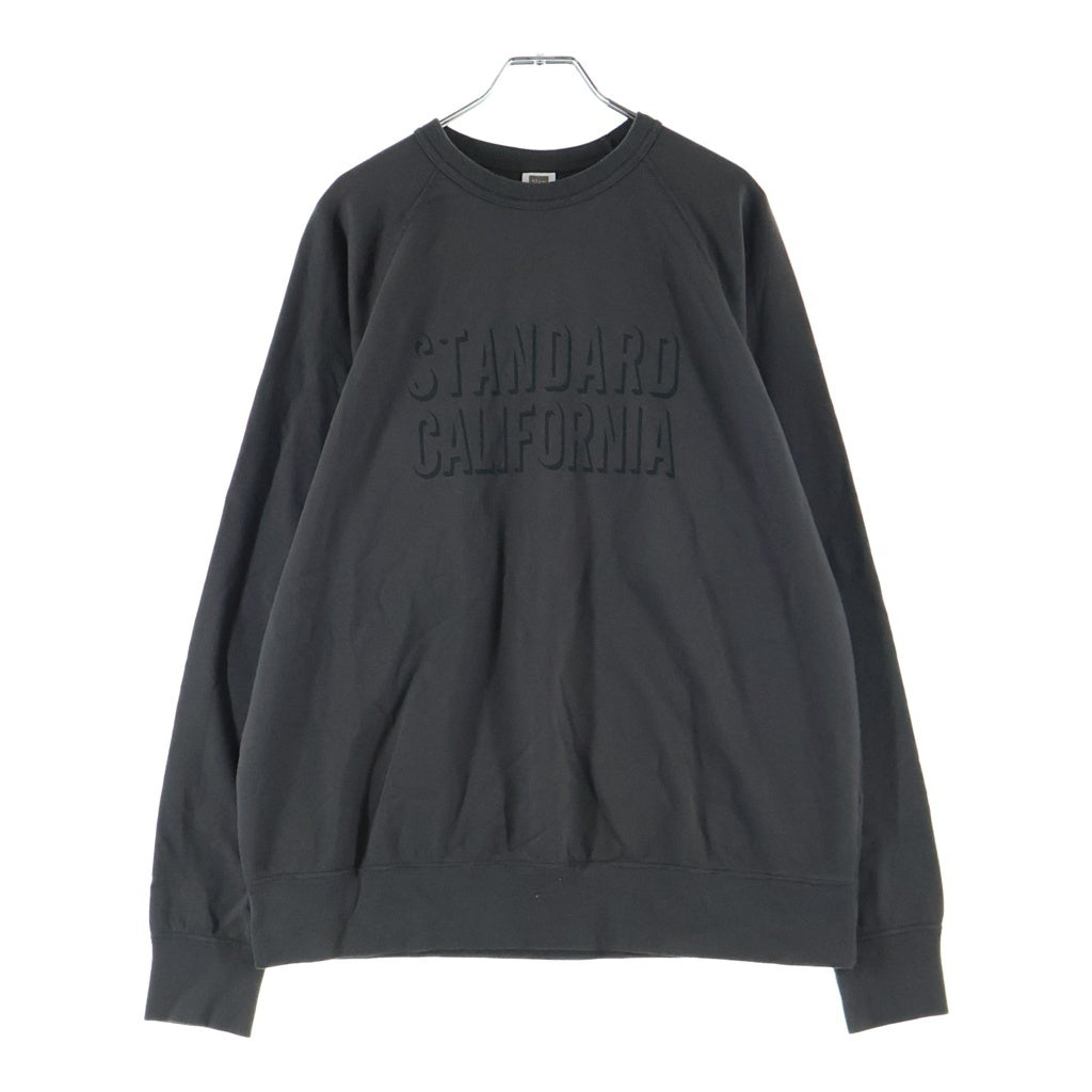 STANDARD CALIFORNIA(スタンダード カリフォルニア) SD PIMA CREW LOGO SWEAT フロント ロゴプリント スウェットトレーナーチャコール