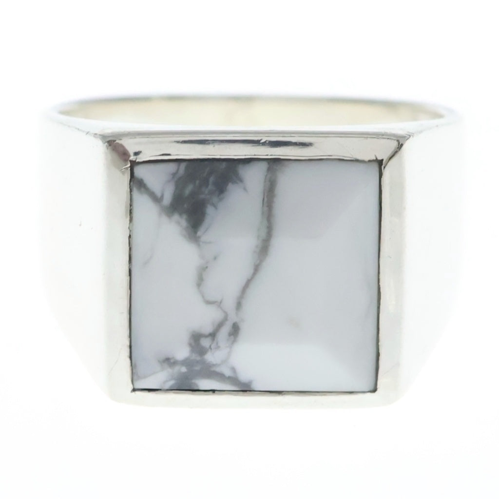 NO BRAND(ノーブランド) 【HASH】ハッシュ HOWLITE SQUARE RING ハウライト スクエアリング シルバー/ホワイト