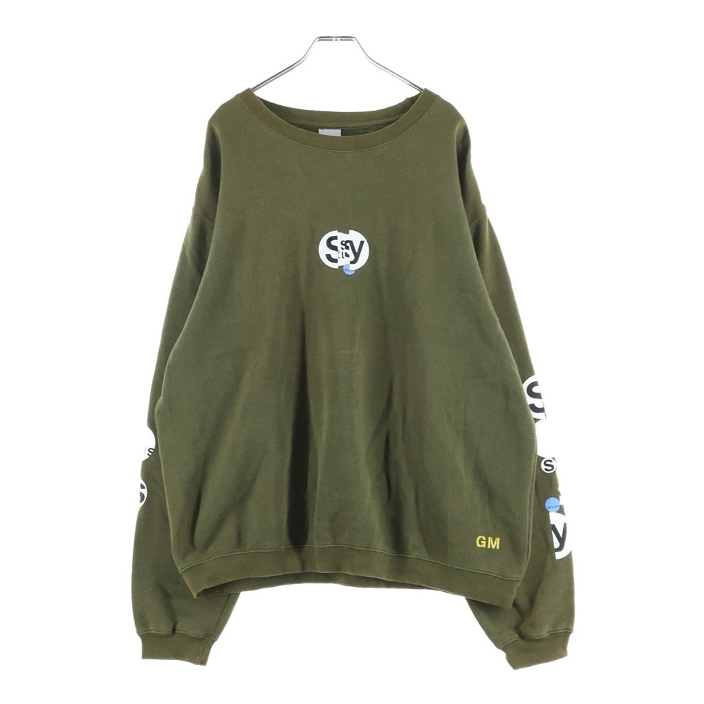 STUSSY(ステューシー) 00S OLD オールド フロントロゴ プリント クルーネックスウェットトレーナー カーキ