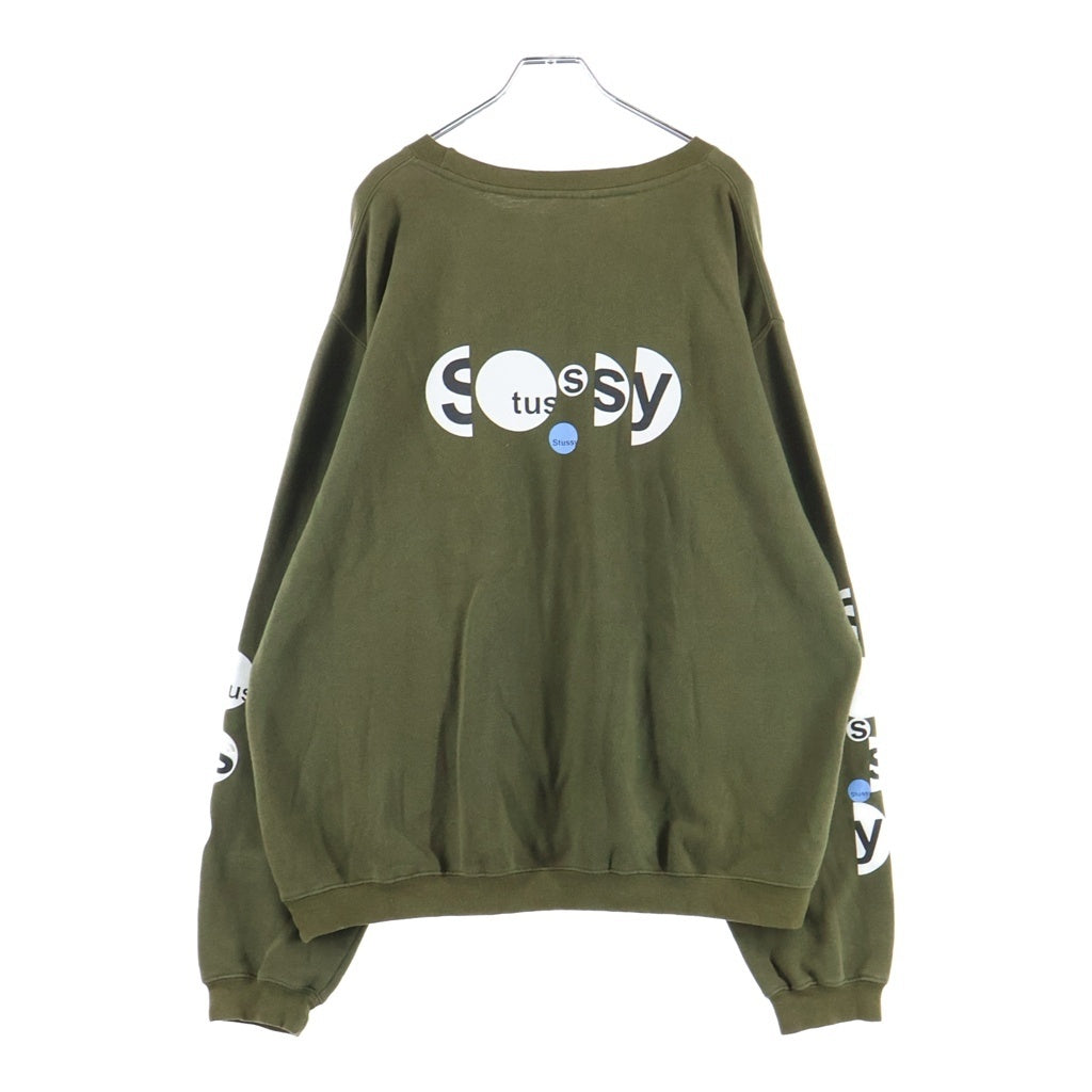 STUSSY(ステューシー) 00S OLD オールド フロントロゴ プリント クルーネックスウェットトレーナー カーキ