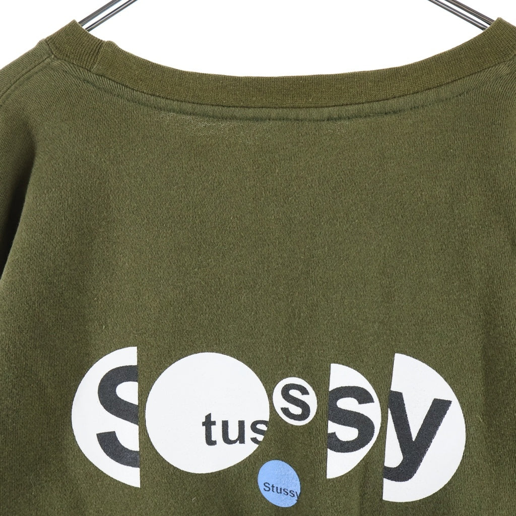 STUSSY(ステューシー) 00S OLD オールド フロントロゴ プリント クルーネックスウェットトレーナー カーキ