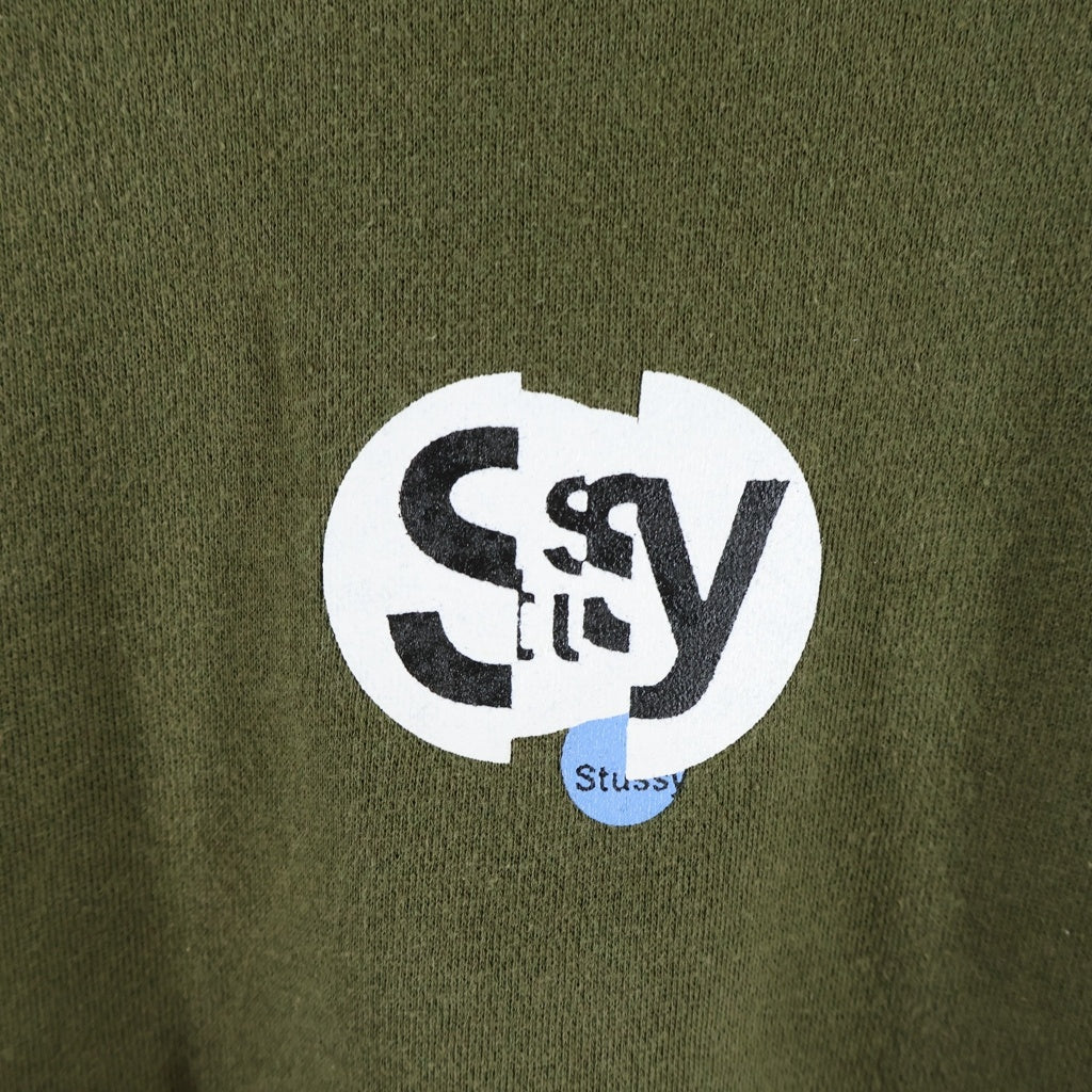 STUSSY(ステューシー) 00S OLD オールド フロントロゴ プリント クルーネックスウェットトレーナー カーキ