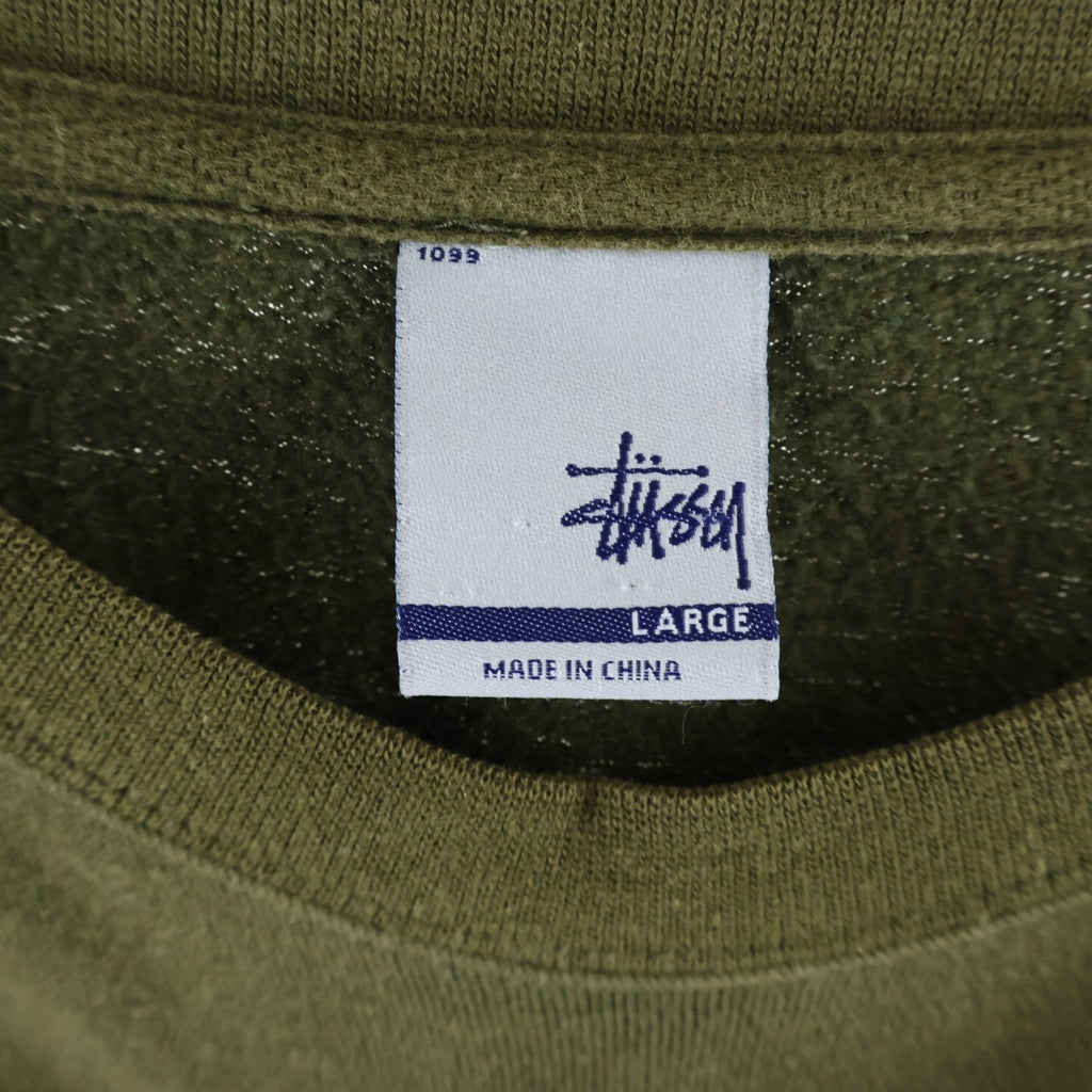 STUSSY(ステューシー) 00S OLD オールド フロントロゴ プリント クルーネックスウェットトレーナー カーキ