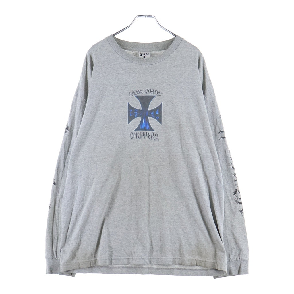 VINTAGE(ヴィンテージ) 00s West Coast Choppers ウエストコーストチョッパーズ アイアンクロス バイク 両面プリント 長袖Tシャツ カットソー グレー