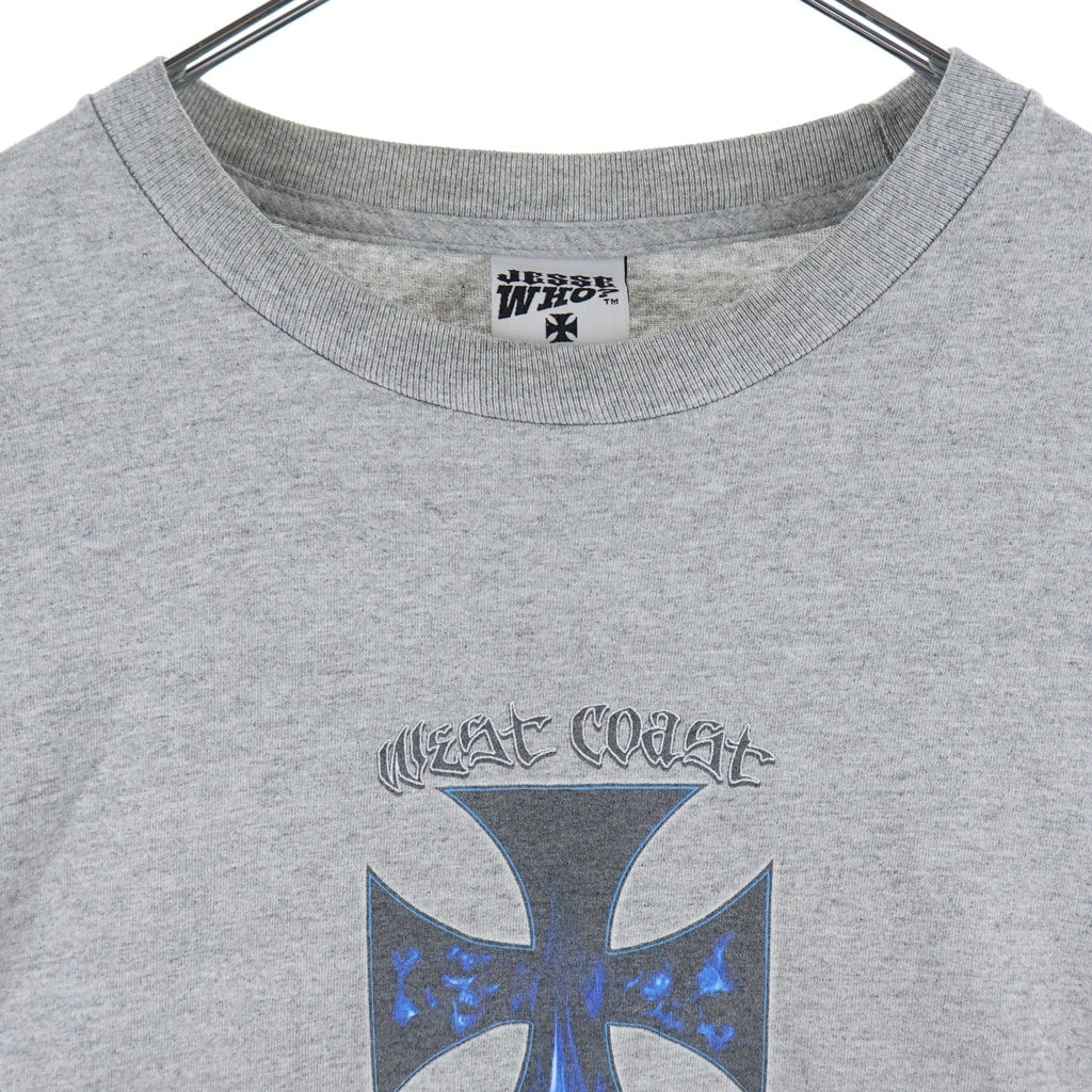 VINTAGE(ヴィンテージ) 00s West Coast Choppers ウエストコーストチョッパーズ アイアンクロス バイク 両面プリント 長袖Tシャツ カットソー グレー