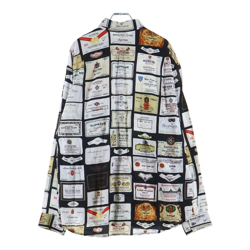 SUPREME(シュプリーム) 24AW Label Shirt ラベルシャツ 長袖総柄シャツ ホワイト