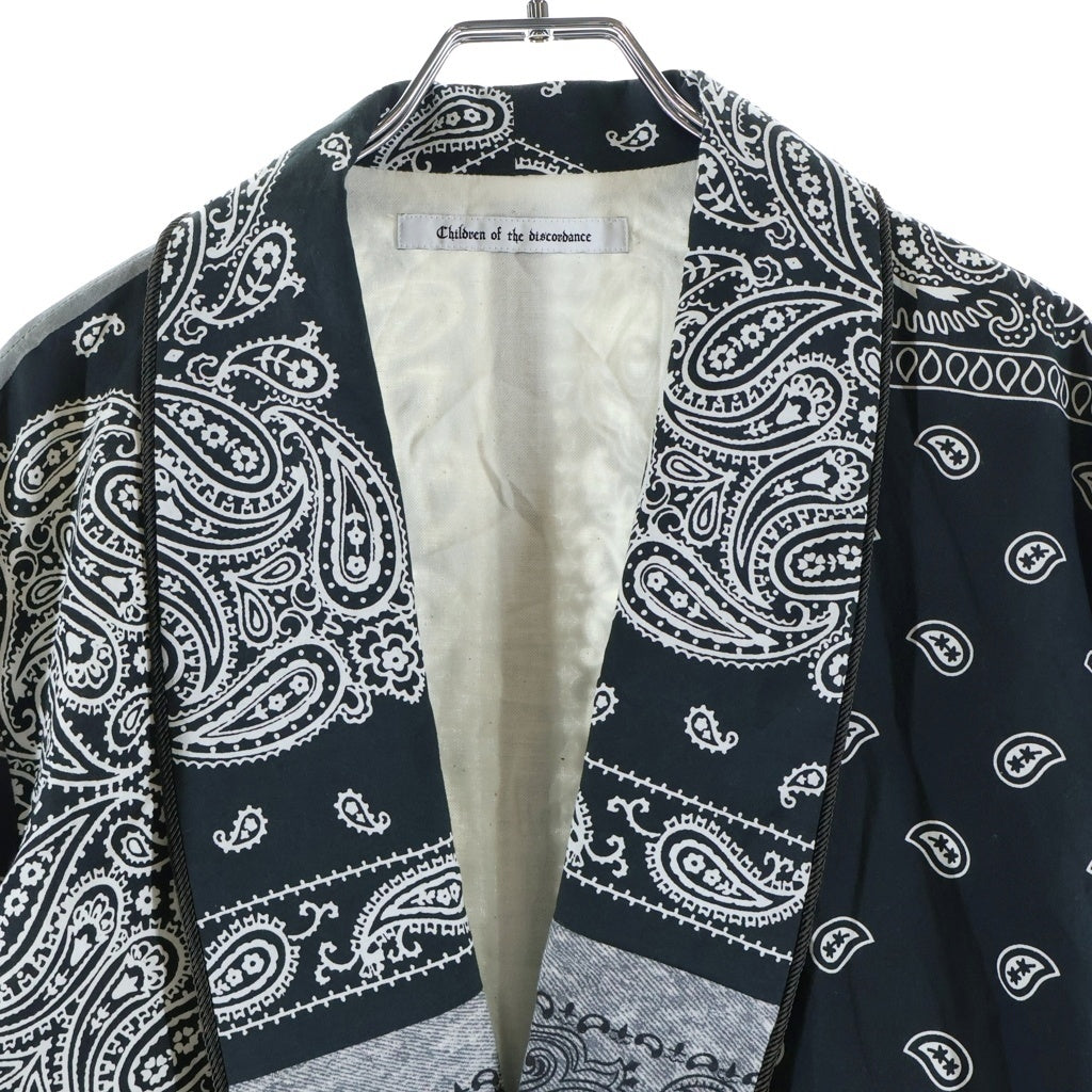 Children of the discordance(チルドレンオブザディスコーダンス) VINTAGE BANDANA PATCH WORK ROBE ヴィンテージバンダナ ワークローブ ペイズリー コート ブラック COTDCO-707