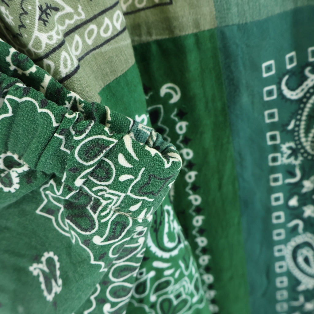 Children of the discordance(チルドレンオブザディスコーダンス) VINTAGE BANDANA PATCHWORK PULLOVER LS ヴィンテージ バンダナパッチワーク Vネックプルオーバー長袖シャツ グリーン COTDSH-123