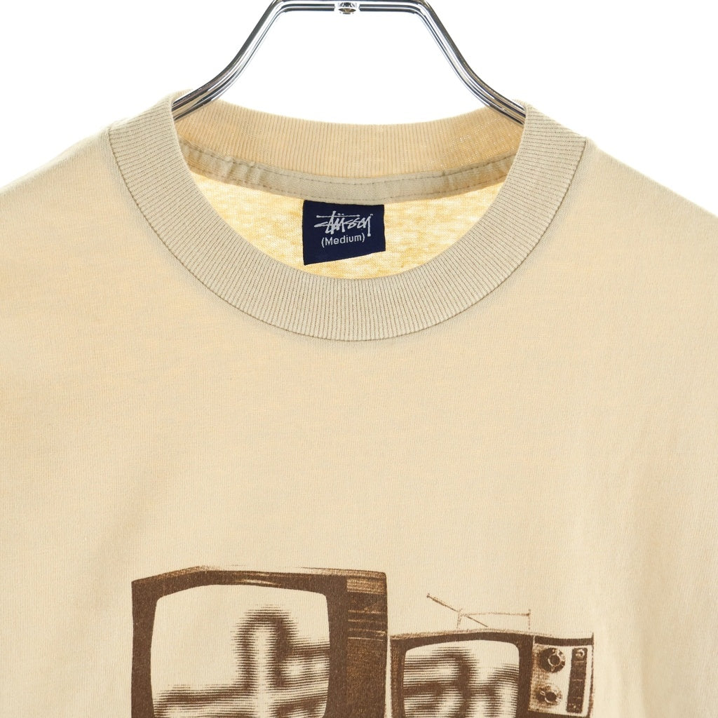 STUSSY(ステューシー) 00S OLD デッドストック Television 紺タグ グラフィックプリント クルーネック 半袖Tシャツ カットソー ベージュ
