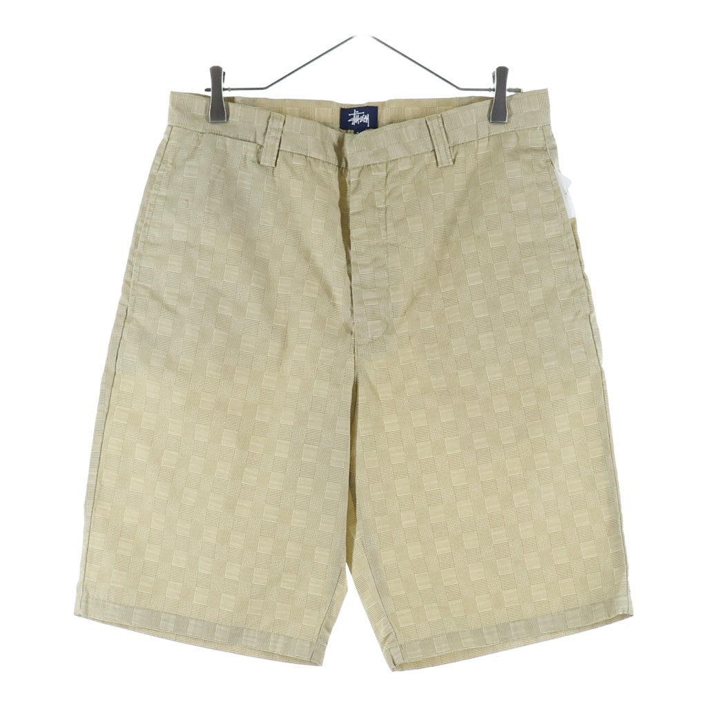 STUSSY(ステューシー) 90S OLD デッドストック 紺タグ チェック柄 ジップフライ ハーフパンツ ベージュ