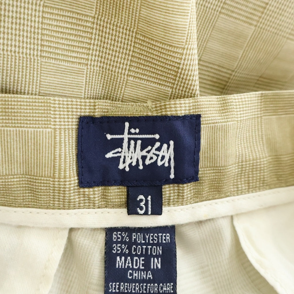 STUSSY(ステューシー) 90S OLD デッドストック 紺タグ チェック柄 ジップフライ ハーフパンツ ベージュ