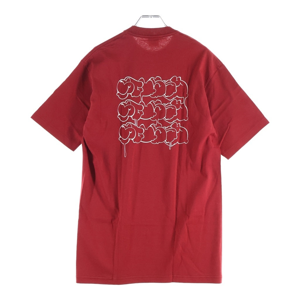 STUSSY(ステューシー) 00S OLD デッドストック 紺タグ ドリップ グラフィックプリント クルーネック半袖Tシャツカットソー レッド