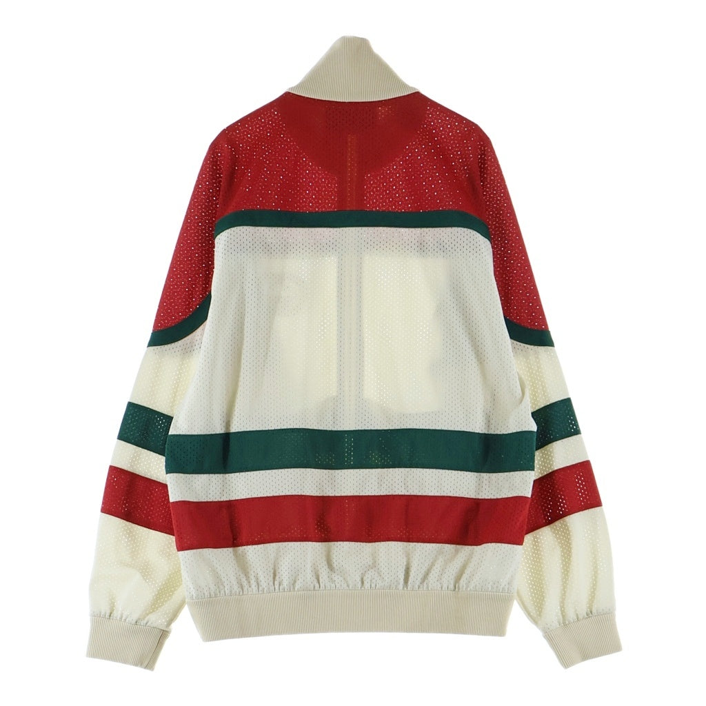 GUCCI(グッチ) Mesh Fabric Zip Jacket メッシュファブリック ジップジャケット ジップアップブルゾン ホワイト/レッド 737369 XJFFK