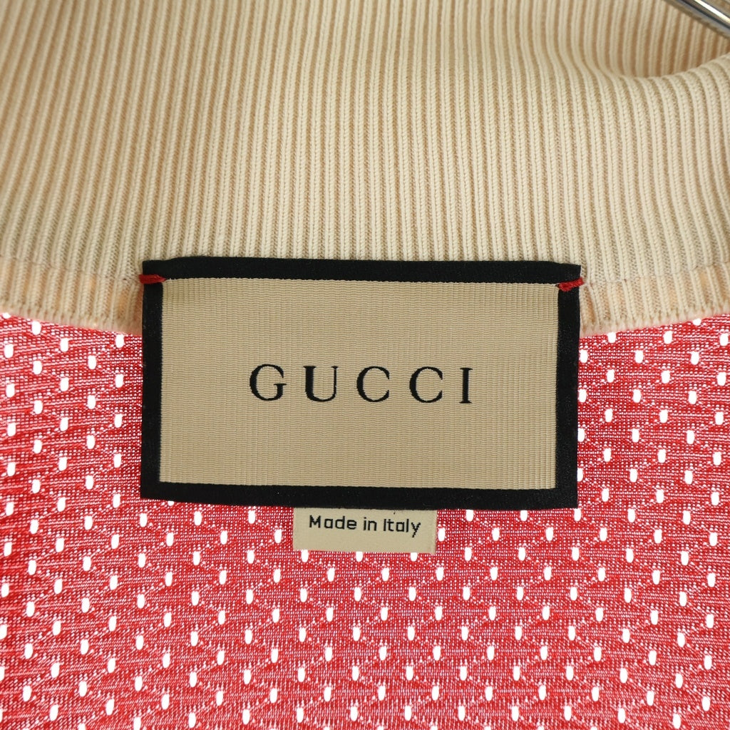 GUCCI(グッチ) Mesh Fabric Zip Jacket メッシュファブリック ジップジャケット ジップアップブルゾン ホワイト/レッド 737369 XJFFK