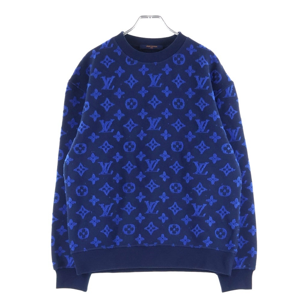 LOUIS VUITTON(ルイヴィトン) 19AW Monogram Jacquard CREW NECK モノグラムジャガードクルーネックスウェットトレーナー ブルー RM192M NPH HHY14W
