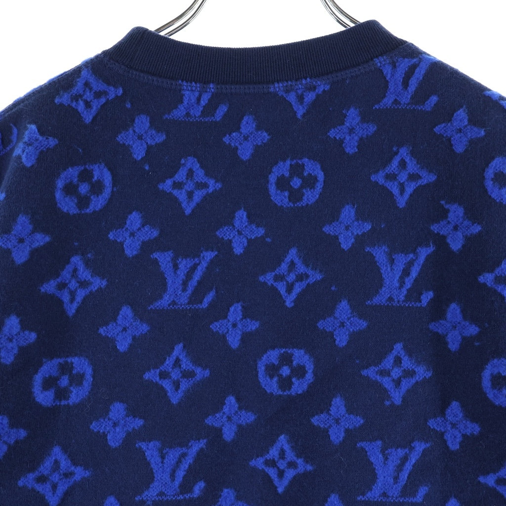 LOUIS VUITTON(ルイヴィトン) 19AW Monogram Jacquard CREW NECK モノグラムジャガードクルーネックスウェットトレーナー ブルー RM192M NPH HHY14W