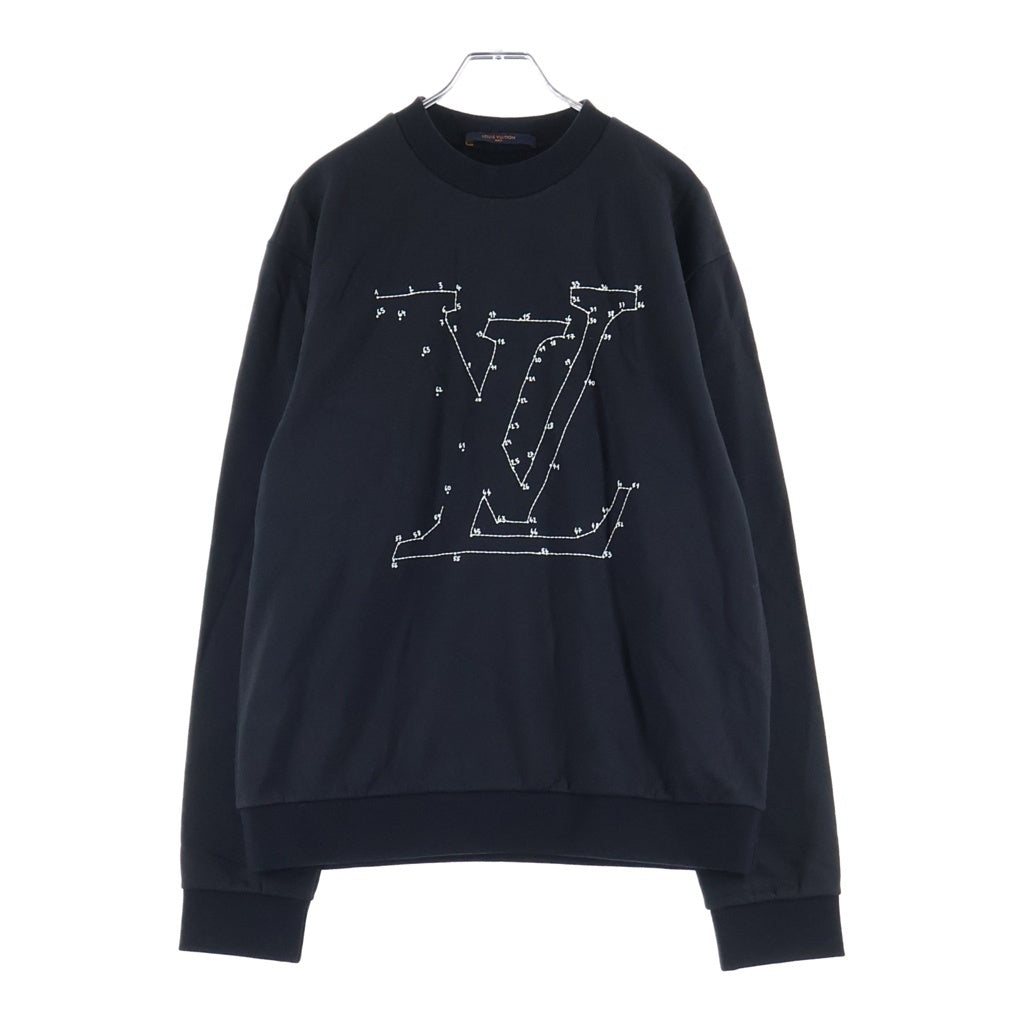 LOUIS VUITTON(ルイヴィトン) 20AW LV Stitch Sweatshirts LVステッチスウェットシャツ クルーネック長袖トレーナー ブラック RM202 FMC HJY21W
