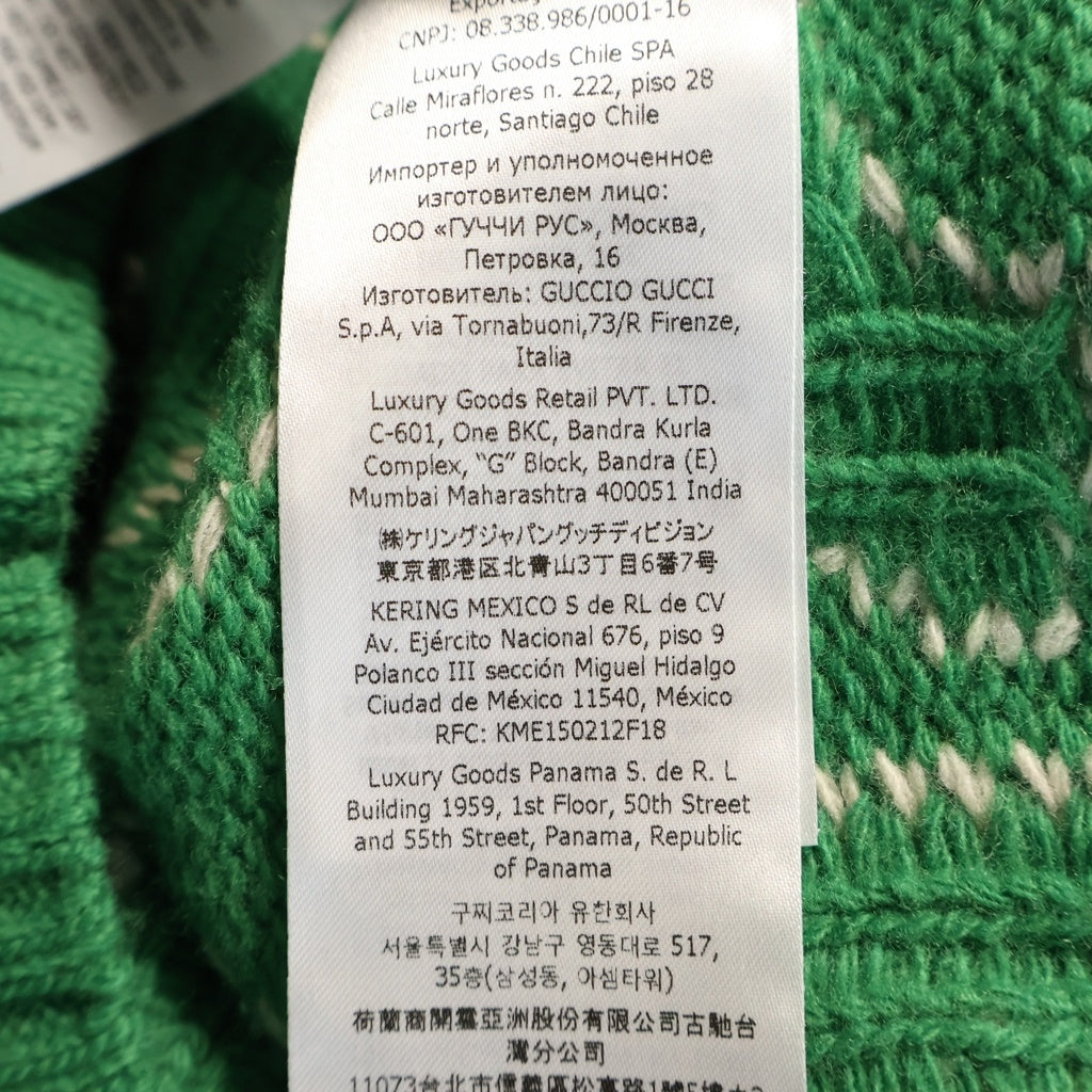 GUCCI(グッチ) umbo Logo Intarsia Crewneck ジャンボロゴインタルシアクルーネック ウールニットセーター グリーン 763672 XKDLV