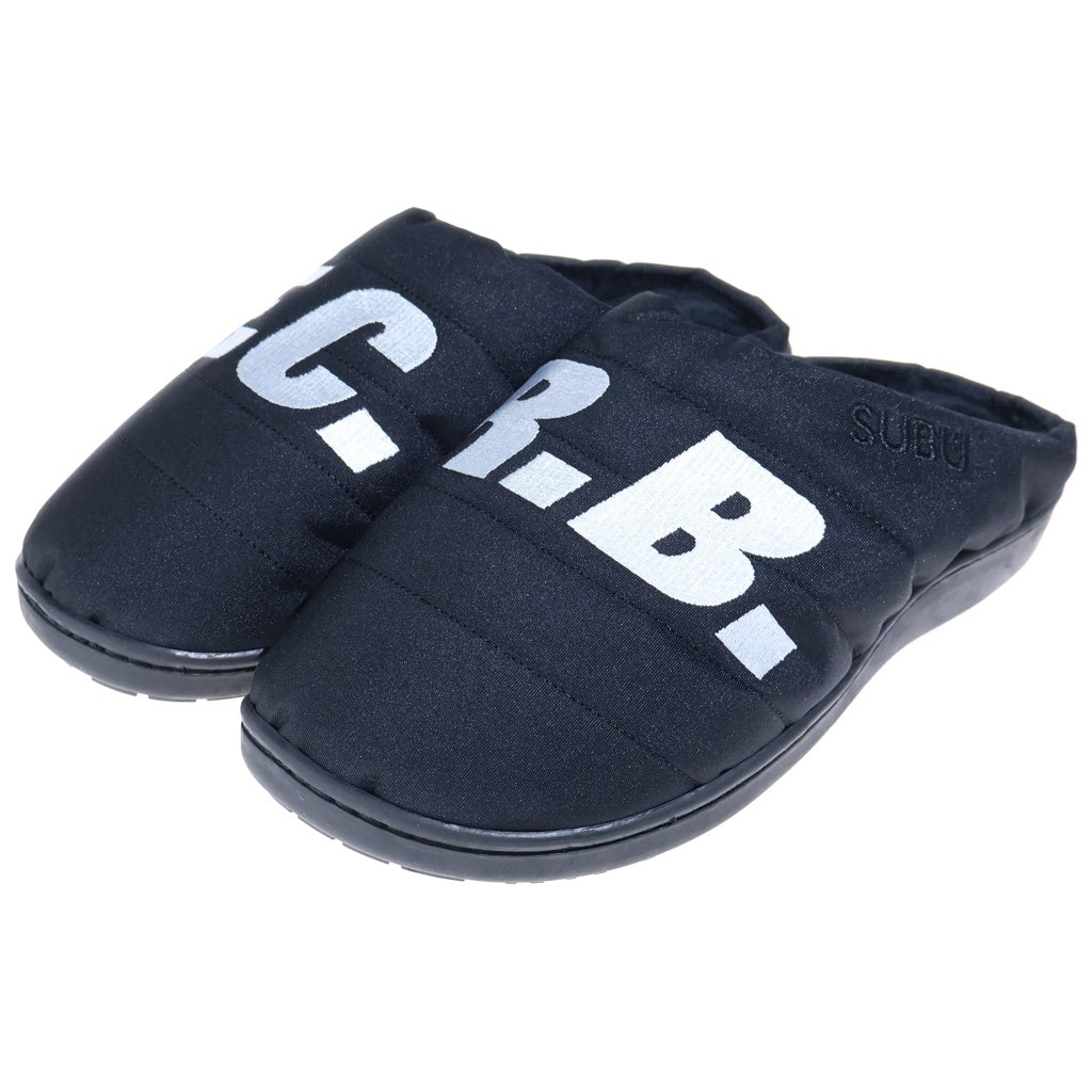 F.C.R.B./F.C.Real Bristol/FCRB(エフシーアールビー/エフシーレアルブリストル) 20AW ×SUBU SANDAL スブ ロゴ刺繍 ウインター パテッド ナイロン サンダル ブラック FCRB-202109