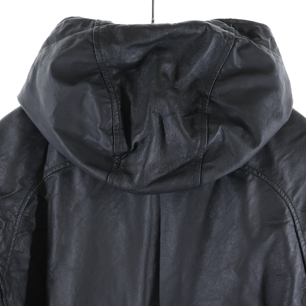 HYSTERIC GLAMOUR(ヒステリックグラマー) ジップアップ フーディー レザー シャケット ブラック 4LB-1962