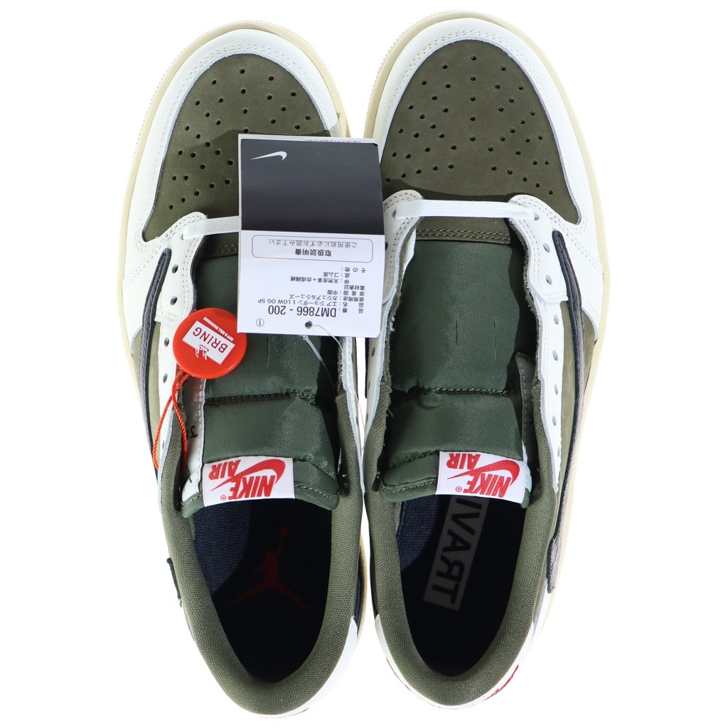 NIKE(ナイキ) ×TAVIS SCOTT AIR JORDAN1 LOW OG SP REVERSE OLIVE エアジョーダン1 リバースオリーブ ローカットスニーカー ホワイト/ブラック US9/27cm DM7866-200