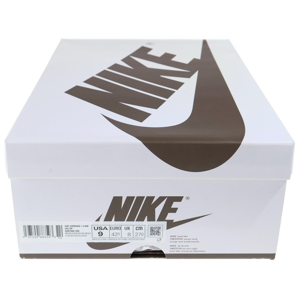 NIKE(ナイキ) ×TAVIS SCOTT AIR JORDAN1 LOW OG SP REVERSE OLIVE エアジョーダン1 リバースオリーブ ローカットスニーカー ホワイト/ブラック US9/27cm DM7866-200