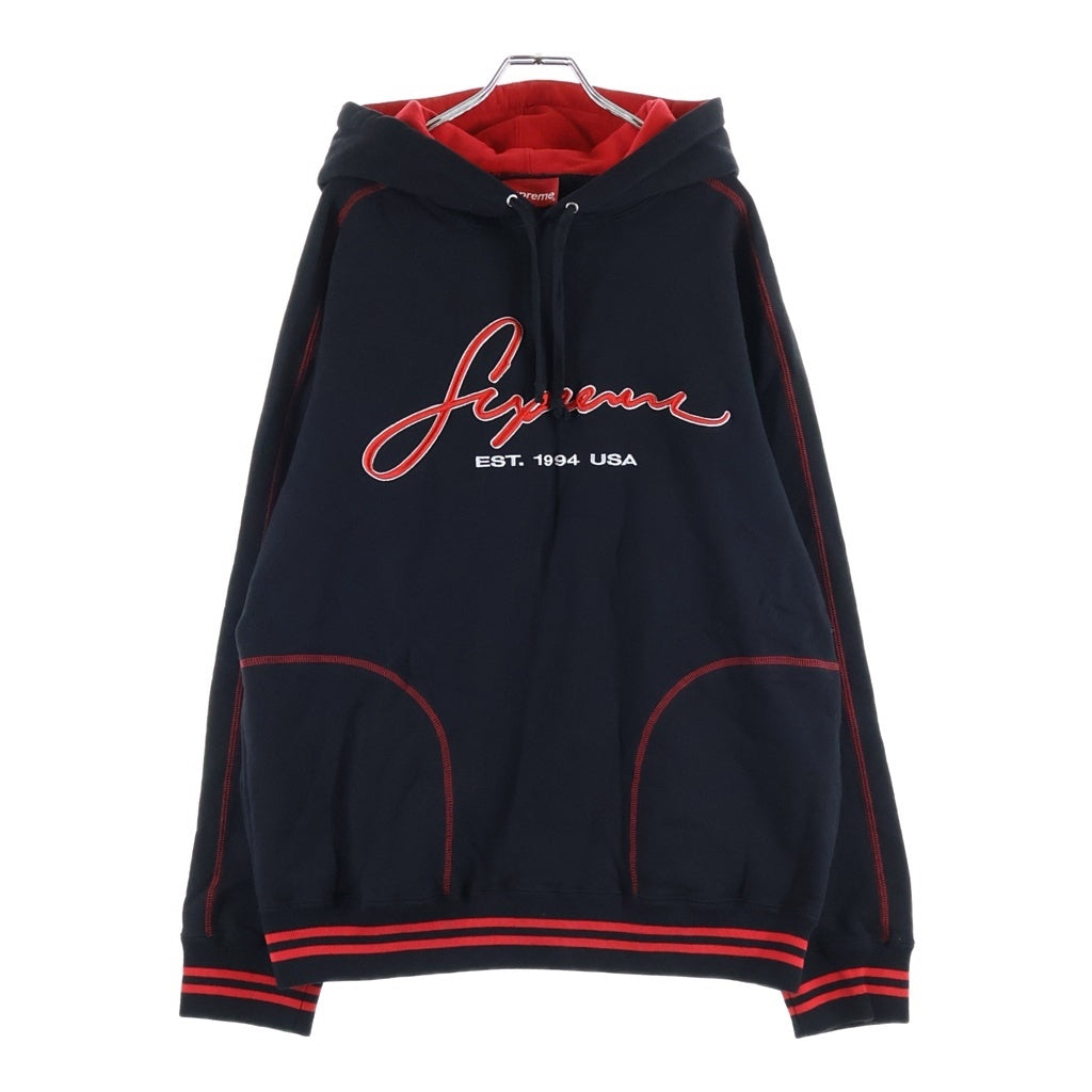 SUPREME(シュプリーム) 19SS Contrast Embroidered Hooded Sweatshirt コントラスト エムブロイダード フーデッド スウェットシャツ ブラック